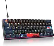iTastatur 60 Percent Gaming Keyboard Mechanical with Linear Red Switch, 60% Wired Ultra-Compact Mini Keyboard Rainbow with PBT Keycaps for Ps4/Ps5/Xbox(61 Blue)