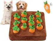 IVVIQQ Interactive Dog Toys，Squeak Carrot Snuffle Mat for Dogs Plush Puzzle Toys 2 in 1 Non-Slip Nosework Feed Games for Pet Stress Relief with 12 Carrots…