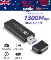 1300Mbps USB 3.0 Wireless WiFi & Bluetooth Adapter, Dual Band 5GHz Dongle