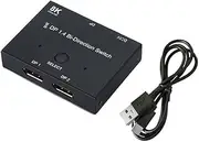 DisplayPort Switch 8K Splitter Bidirectional DP 1.4 Switcher Box 2 in 1 Out / 1 in 2 Out Supports 8K 30Hz / 4K 240Hz， DP Switch 2 in 1 Out Display Port Splitter
