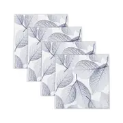 4pc Rayell Ceramic Printed Coasters Leaf Stencil Blue
