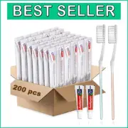200-Pack Disposable Toothbrushes & Toothpaste - Perfect Travel Kit for Hygiene