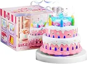 Bubble Blower Machine | Birthday Cake Bubble Machine with Lights/Music/Solution | Summer Bubble Maker Toys, Birthday Cake Bubble Machine for Kids