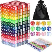 120 Pcs Colored Dice Bulk Set 14 MM Polyhedral Dice 6 Sided Standard Game Dice with Black Dice Bag for Dice Games Table Board Games Classroom Math Teaching
