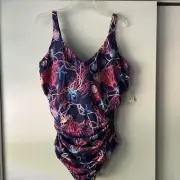 Miraclesuit Talbots One Piece Swimsuit 22W Coral Starfish Shells Nautical Sea