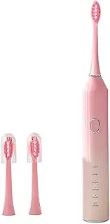 Sonic Electric Toothbrush, 5 Modes, 2-Min Timer, 3 Replaceable Brush Heads, Black/Blue/Pink (Pink)