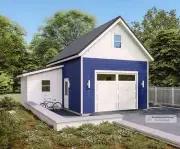 1-Car Garage plan with Storage and Loft, Gable Garage Architectural Blueprint