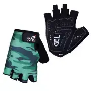 Cycling Gloves Gel Padded Half Finger Cycle Bicycle Fingerless Gloves Green Camo