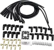 8mm Black Spark Plug Wires Set with 180 Degree Boots Universal Fit
