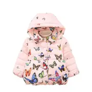 Nevenka Butterfly Winter Jacket for Baby Button down Fleece Lined Snowsuit-Pink