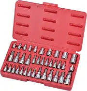 Kauplus 37PCS S2 Star Bit Socket and External -Socket Set, 1/4-Inch, 3/8-Inch &