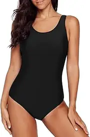 [MAIABLEAU] One Piece Swimsuit Women Criss Cross Back Color Block Print Athletic Modest Swimwear