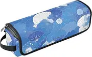Yoogain Hair Tool Travel Bag with Removable Heat Resistant Mat Large Capacity Hair Straighteners Organizer for Flat Irons, Straighteners, Curling Irons, Japanese Style Fan Gold Blue Women, Japanese