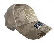 Highland Tactical Sand Digital Camo Snapback USA Flag Mesh Hat - OSFM