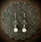Silverado 'Magnolias Bloom' Silver Plated Flower and Pearl Drop Hook Earrings