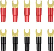ARTIBETTER 5 Pairs Spade Terminal, Fork Connectors, Spade Connector, Wire Terminals, Fork Adapters for Speaker Wire Cable Terminal Plug(5 red, 5 Black)
