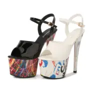NEW SEXY 6.7" HIGH HEEL STILETTO ROUND TOE LUMINOUS POLE DANCE STRIPPER SHOES
