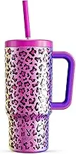 24 oz Tumbler with Handle and Straw, 100% Leak-proof Tumbler with Lid and Straw, Insulated Stainless Steel Travel Coffee Mug, Keeps Cold for 24 Hours (Celebration)