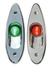 Port & Starboard 12V LED 316 Stainless Flush Navigation Side Lights Black Gasket