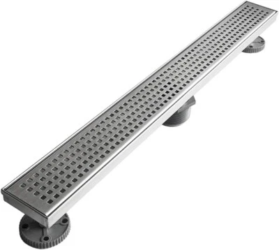 Neodrain 24-Inch Linear Shower Drain with Quadrato Pattern Grate ZA3-24-G03
