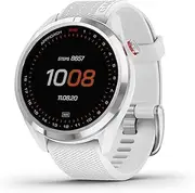[Garmin] Approach S42, GPS Golf Smartwatch, Lightweight with 1.2" Touchscreen, 42k+ Preloaded Courses, Silver Ceramic Bezel and White Silicone Band, 010-02572-11