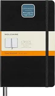 Moleskine - Classic Hard Cover Notebook Expanded - Ruled - Large - Black