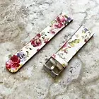 Red Floral Design (FL-3) Soft Leather Band Strap for Fitbit Versa 3 4 & Sense 2