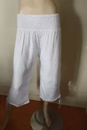 3/4 Length Adjustable White Rayon Harem Pants Yoga Street wear small/medium