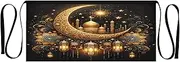 [Joitme] Lantern Crescent Glow Gold Servers Apron, Short Apron with Pockets, Apron for Man, Lantern Crescent Glow Gold