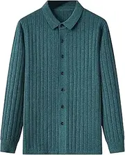 [Generic] Men's Stand Button Knitted Cardigan Sweaters Stand Collar Knit Sweater Men Cable Knit Button Down Cardigan Sweater