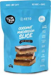 Get Ya Yum on 60 Second Coconut Macaroon Slice NO BAKE or BAKE 300G: NO SUGAR...