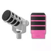 Rode PodMic (White) Cardioid Dynamic Broadcast Mic with WS14 Pink Pop Filter