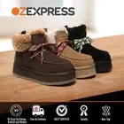 EVERAU® UGG Boots Women Australia Genuine Sheepskin Wool Platform Nonslip Honour