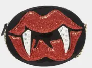 Betsey Johnson Halloween "RED LIPS WITH FANGS" Vampire Crossbody Bag/Purse NWT