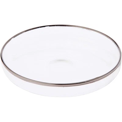 Plymor 4" x 4" Round Glass Display Tray (Silver Rim)