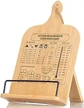 Songtaste Bamboo Cookbook Stand, Sturdy Cook Book Holder, Recipe Book Holder with Measurement Conversion Chart, Cookbook Stand for Kitchen Counters, Essential Accessories for Holding Cookbooks, Brown