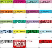 MKUCCD 500 pcs 20 Designs Pre-Printed Color-Coded Home Moving Packing Box Labels with Writable Notes Areas, Each Measures 2” x 3”