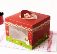 在飛比找Yahoo!奇摩拍賣優惠-【嚴選SHOP】6吋8吋 聖誕奶油蛋糕盒包裝盒 聖誕蛋糕盒 