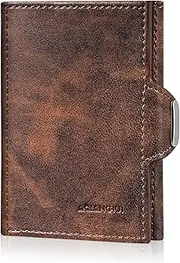 [AQIANGHUI] Men's Slim Wallet, Wallet Smart Wallet with Coin Compartment, Women's Small with RFID Protection Wallet, Men's Wallet, Brown, Brown, Modern