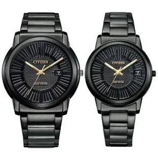 【CITIZEN 星辰】經典黑鋼光動能 對錶 情侶對錶(AW1217-83E/FE6017-85E)