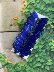 12 Large Feather Royal Blue Monarch Butterflies 4inch- artificial blue butterfly