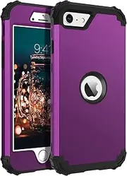 BENTOBEN for iPhone SE 2022 Phone Case and iPhone SE 2020 Case, Heavy Duty 3 in 1 Full Body Rugged Shockproof Hybrid Hard PC Soft Rubber Bumper Drop Protective Girls Women Cover, Deep Purple/Black
