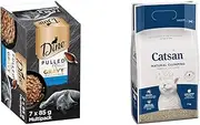 DINE Pulled Menu Gravy Indulgence with Tuna, Wet Cat Food, 85 g (Pack of 42) and Catsan Ultra Litter 7Kg