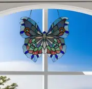 Stained Glass Butterfly Suncatcher Artisan Window Panel Masterpiece 12x12in