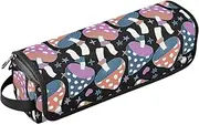 [sanluoli] Hair Tool Travel Bag for Women with Removable Heat Resistant Mat Removable Hair Styling Accessories Organizer Ethnic Boho Mushrooms Purple Orange Travel Bag for Women