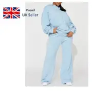 Fashion Nova - Shooting Star Fleece Wide Leg Pant Set - Light Blue. Medium