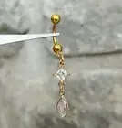 Unique Belly Button Piercing Ring Cubic Zirconia Sterling Silver925