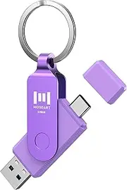 MOSDART 128GB Dual USB C Flash Drive, Speed Up to 150MB/S Type C 3.1 Thumb Drive with Keychain and LED Indicator, exFAT Memory Stick for iPhone 15 and 16, iPad, Android Phone, Tablet, Laptop, Purple