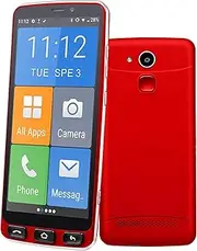 4G Senior Mobile Phone, 5.5 Inch, Large Icons, Android Mobile Phone with 2400 mAh Battery Support Bluetooth, GPS, FM Radio, App, WiFi (Red)
