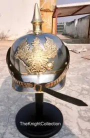 German Pickelhaube Helmet Imperial Prussian Helmet Spiked Leather helmet Gift